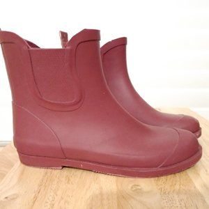 Oxblood Rubber Ankle Boots